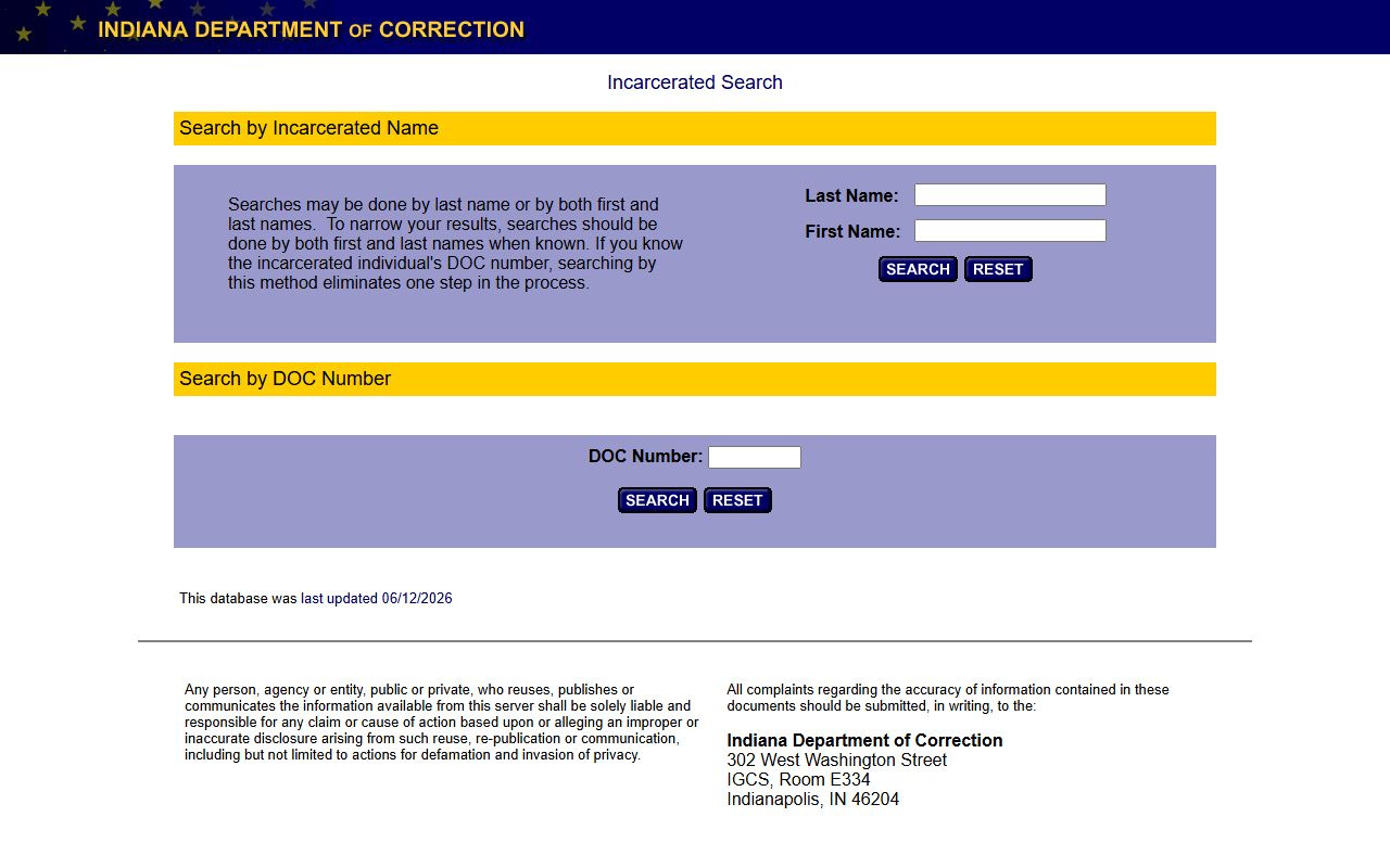IDOC offender locator for Chain O'Lakes Community Re-Entry Center inmate search